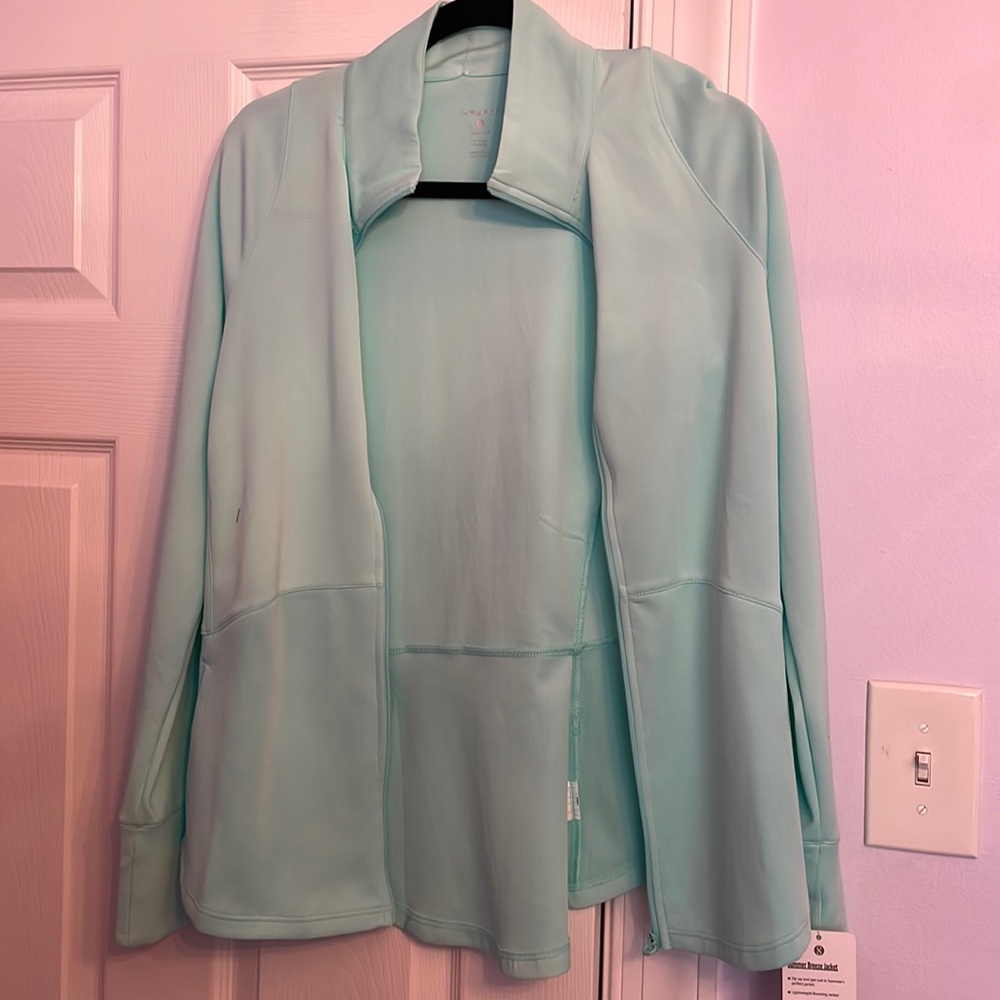 NWT LAYER 8 turquoise/mint zip up summer breeze jacket size medium